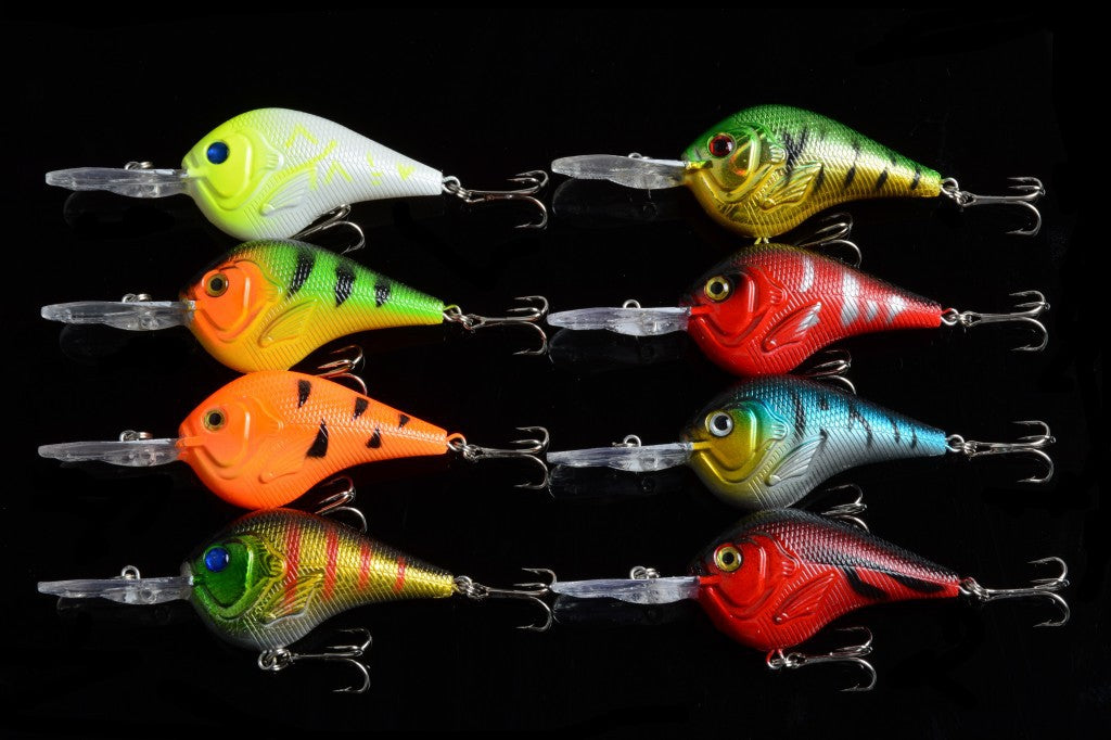 Durable 9.5cm Surface Crank Bait Fishing Lures Set (8x)