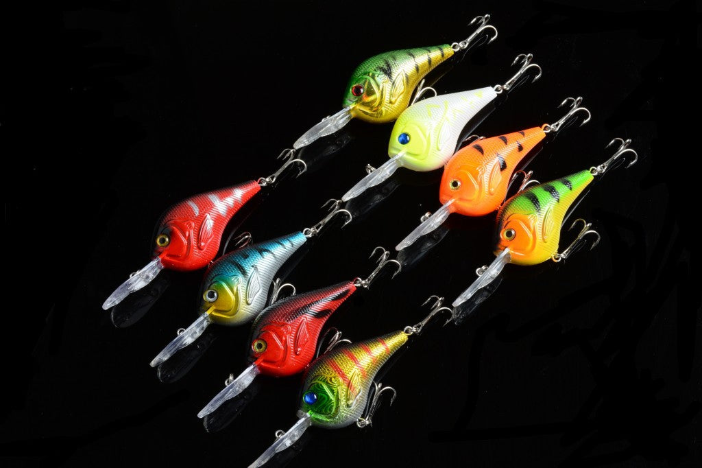 Durable 9.5cm Surface Crank Bait Fishing Lures Set (8x)