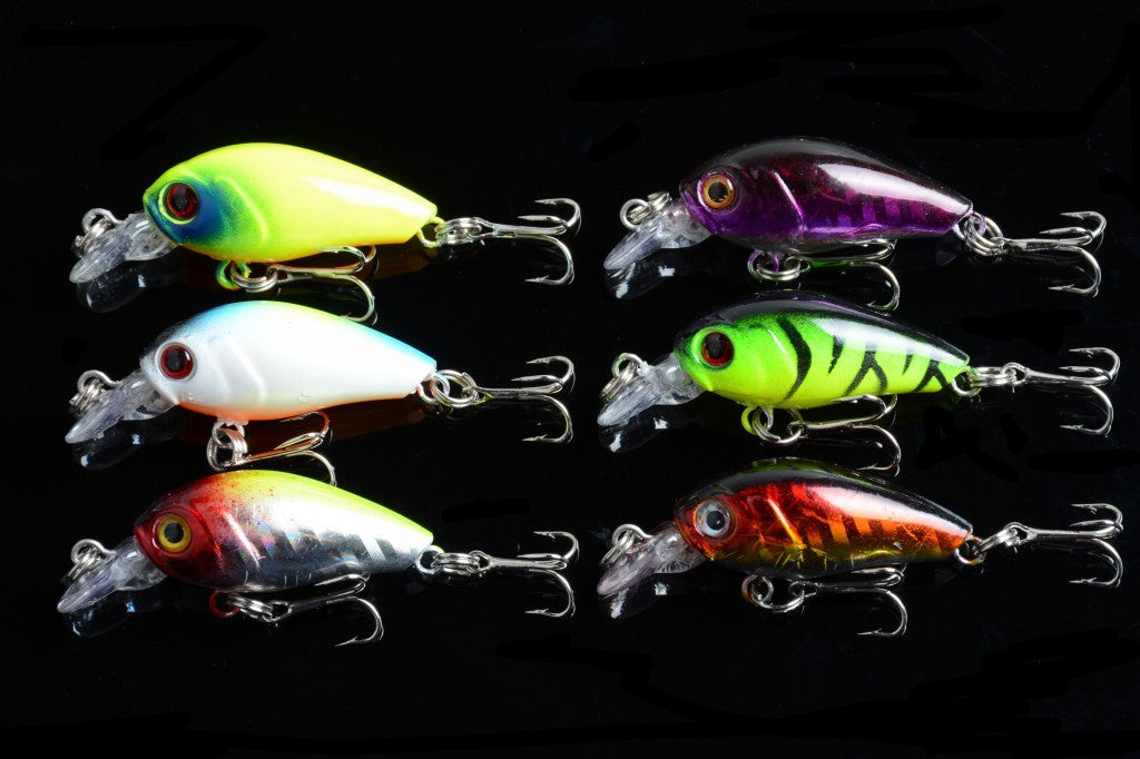 6x 4.5cm Popper Crank Bait Fishing Lures with 3D Eyes