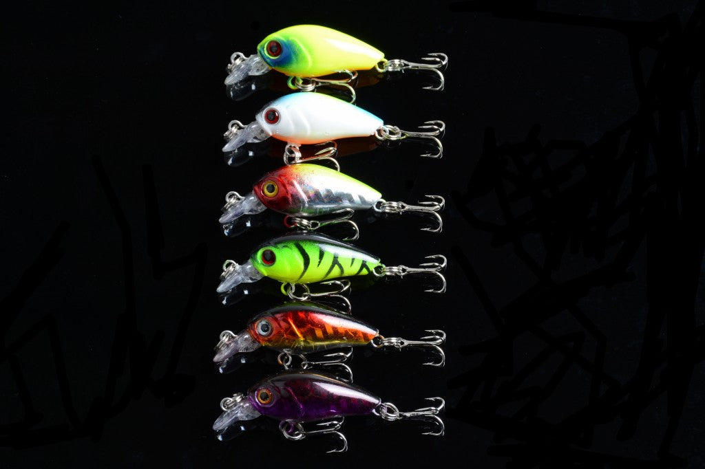 6x 4.5cm Popper Crank Bait Fishing Lures with 3D Eyes