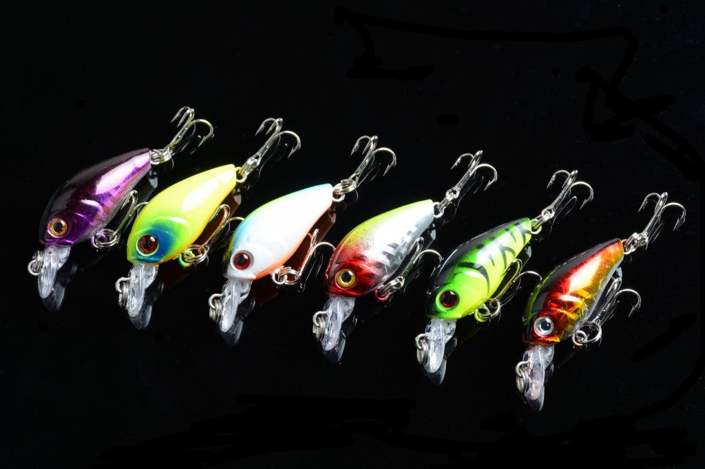 6x 4.5cm Popper Crank Bait Fishing Lures with 3D Eyes