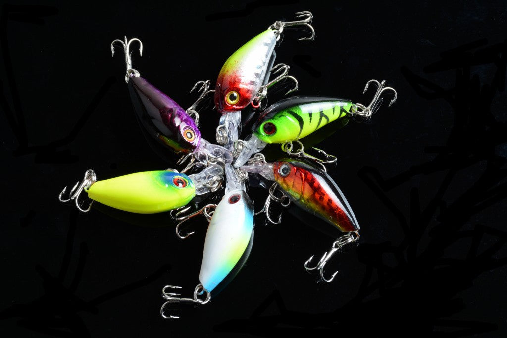 6x 4.5cm Popper Crank Bait Fishing Lures with 3D Eyes