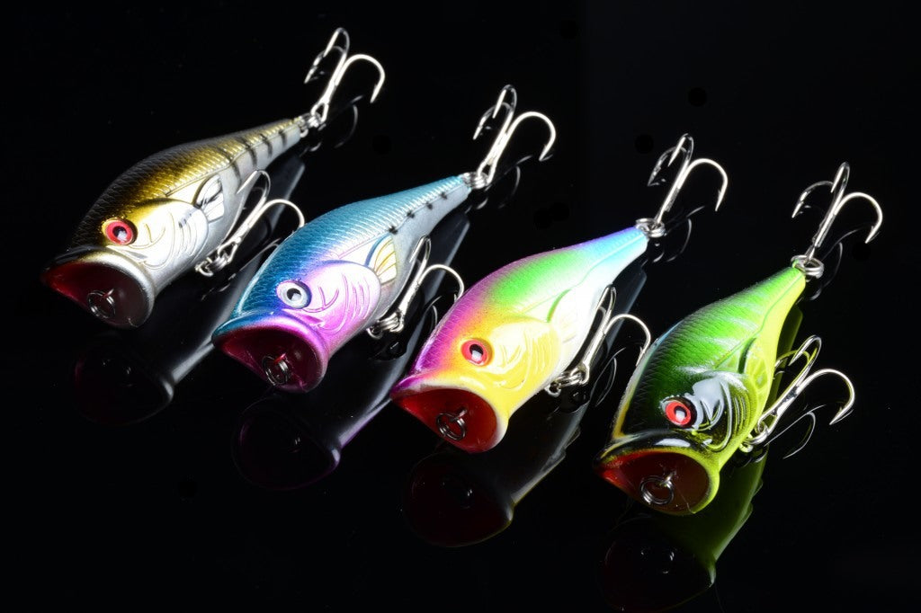 4X 6.5cm Floating Popper Fishing Lures, Sharp Hooks