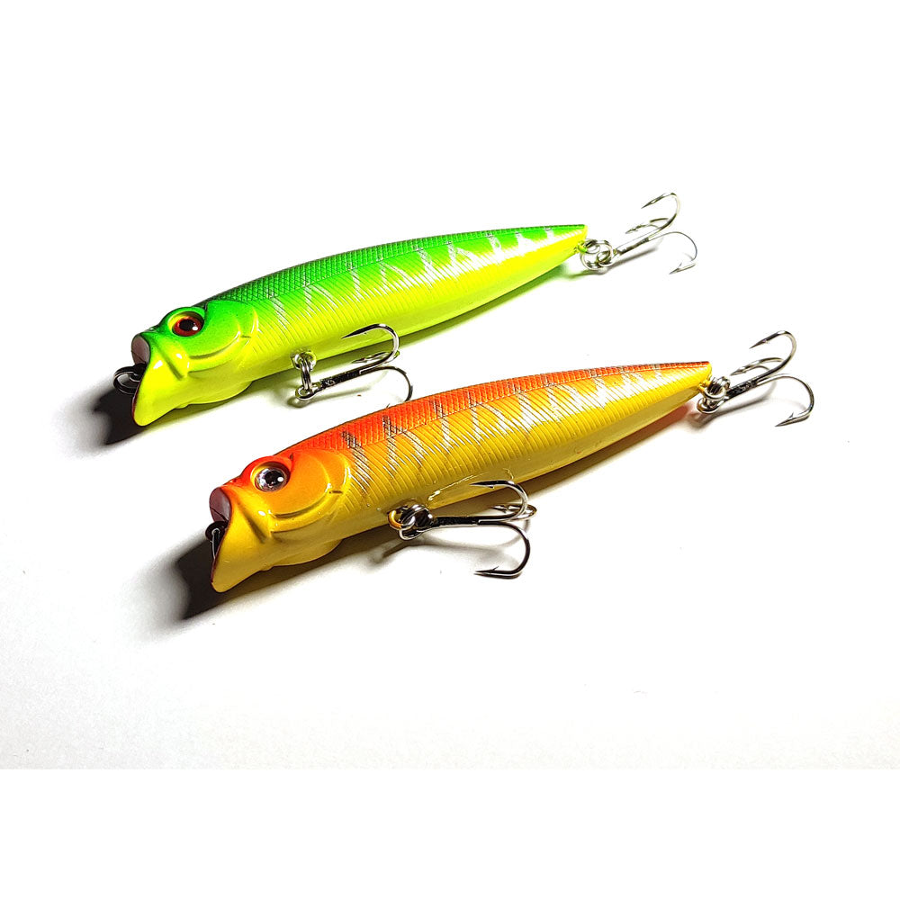 2X 9.5cm Popper Fishing Lures, Sharp Hooks, Saltwater