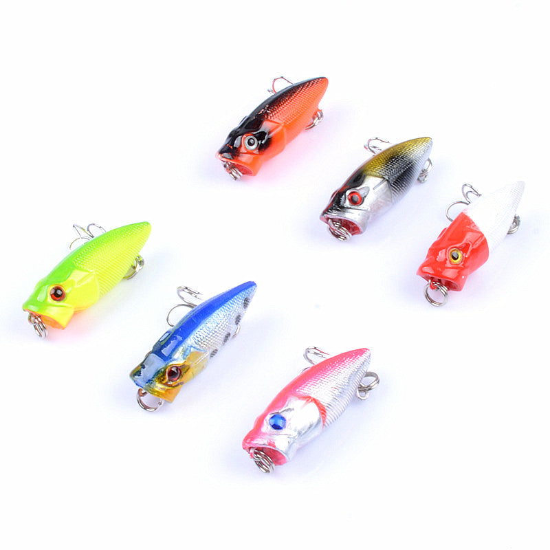 6X 3.5cm Colorful Popper Fishing Lures with 3D Eyes