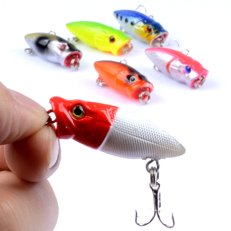 6X 3.5cm Colorful Popper Fishing Lures with 3D Eyes