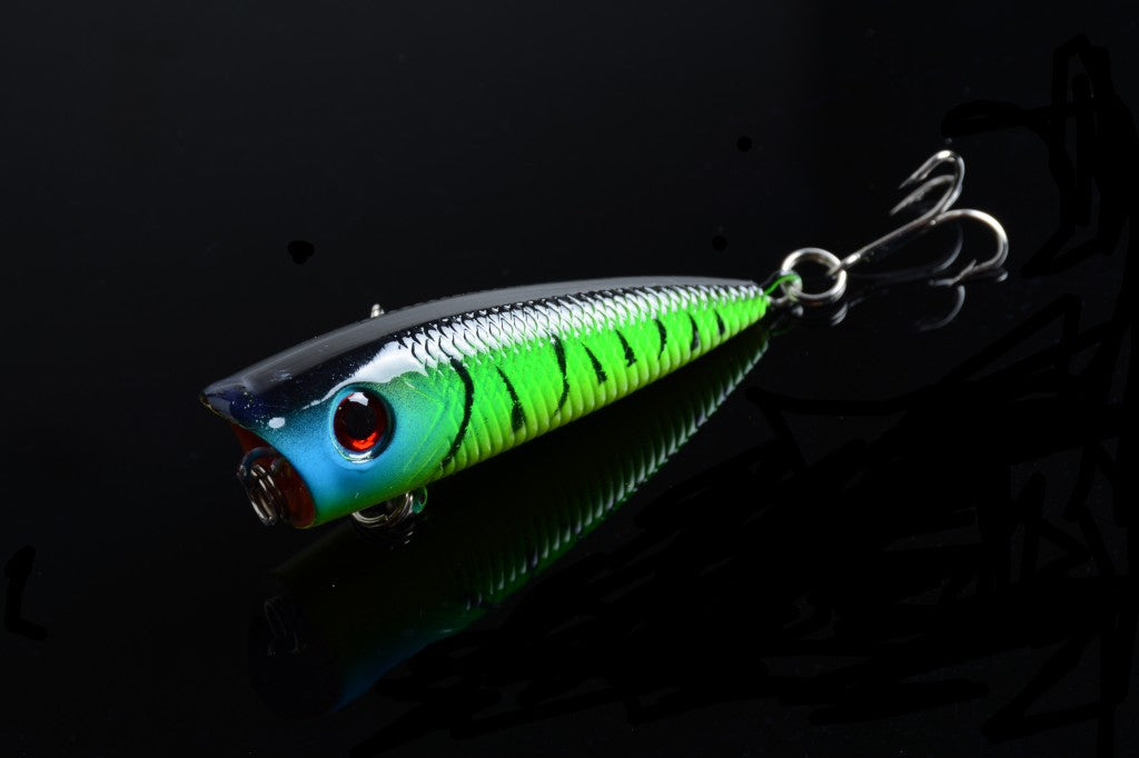 5X 6cm Popper Lures with 3D Eyes, Sharp Hooks, Fresh Saltwater