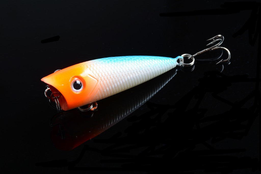 5X 6cm Popper Lures with 3D Eyes, Sharp Hooks, Fresh Saltwater