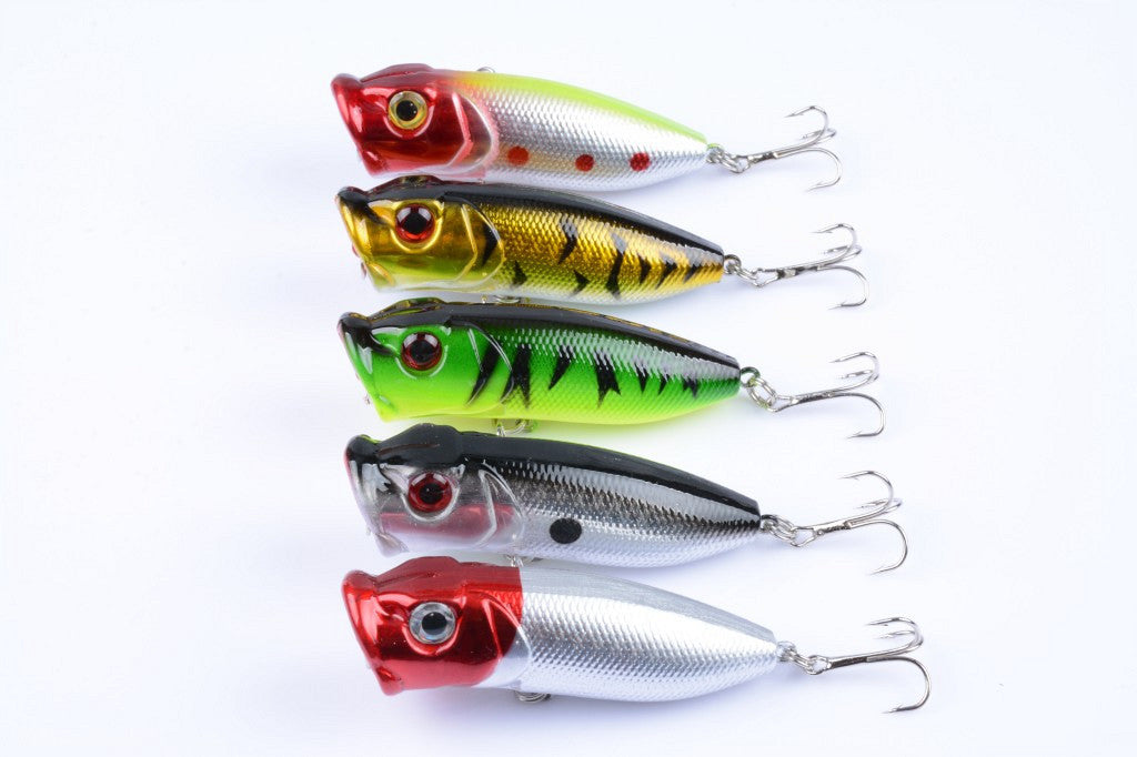 5X Colorful 6.5cm Popper Fishing Lures ABS Hooks Fresh Saltwater