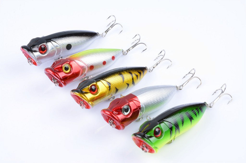 5X Colorful 6.5cm Popper Fishing Lures ABS Hooks Fresh Saltwater