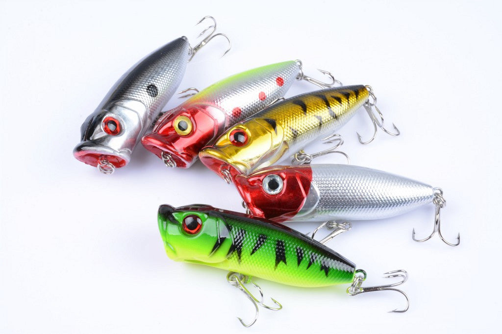 5X Colorful 6.5cm Popper Fishing Lures ABS Hooks Fresh Saltwater