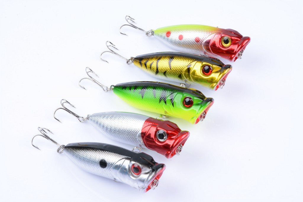 5X Colorful 6.5cm Popper Fishing Lures ABS Hooks Fresh Saltwater