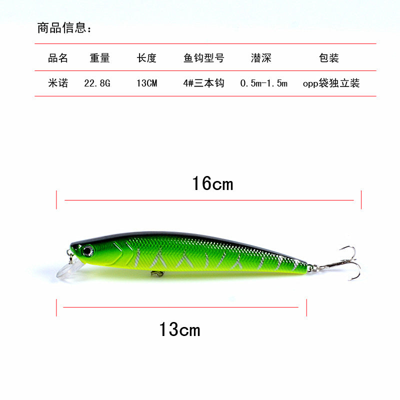 5x 13cm Popper Minnow Fishing Lures, ABS Body, Sharp Hooks