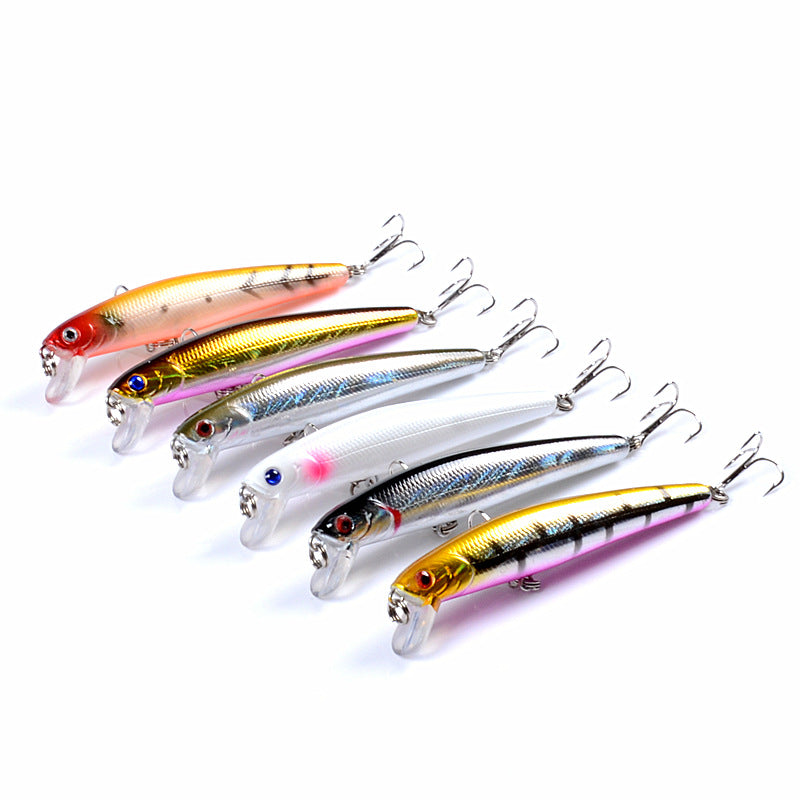 6x 9.6cm Popper Minnow Fishing Lures with 3D Eyes