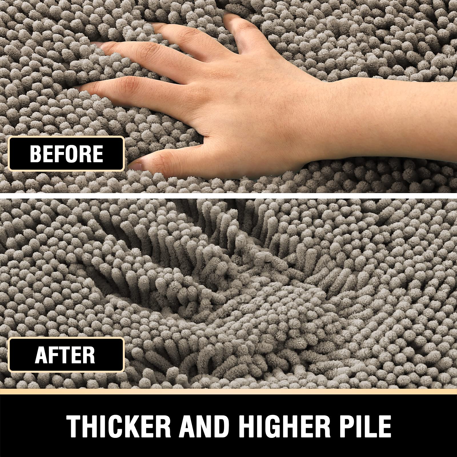 Extra Soft Non-Slip Quick Dry Grey Bath Mat Rug