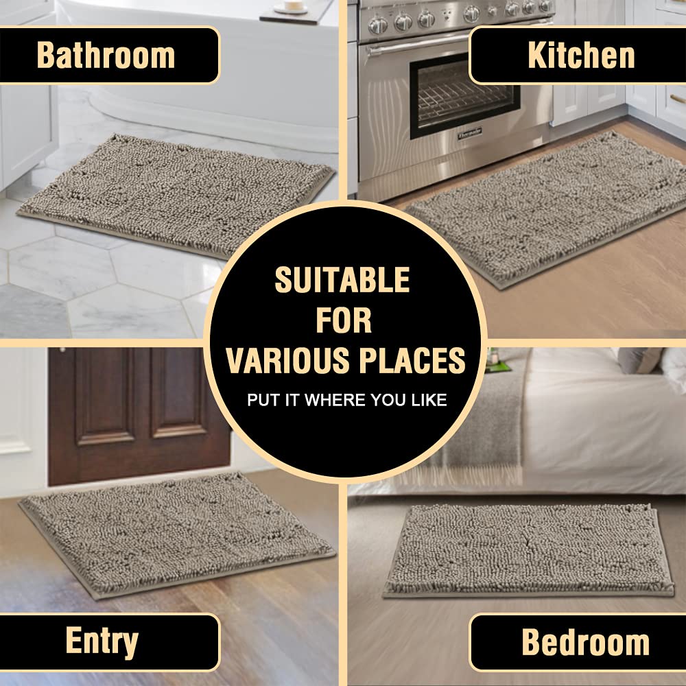 Extra Soft Non-Slip Quick Dry Grey Bath Mat Rug