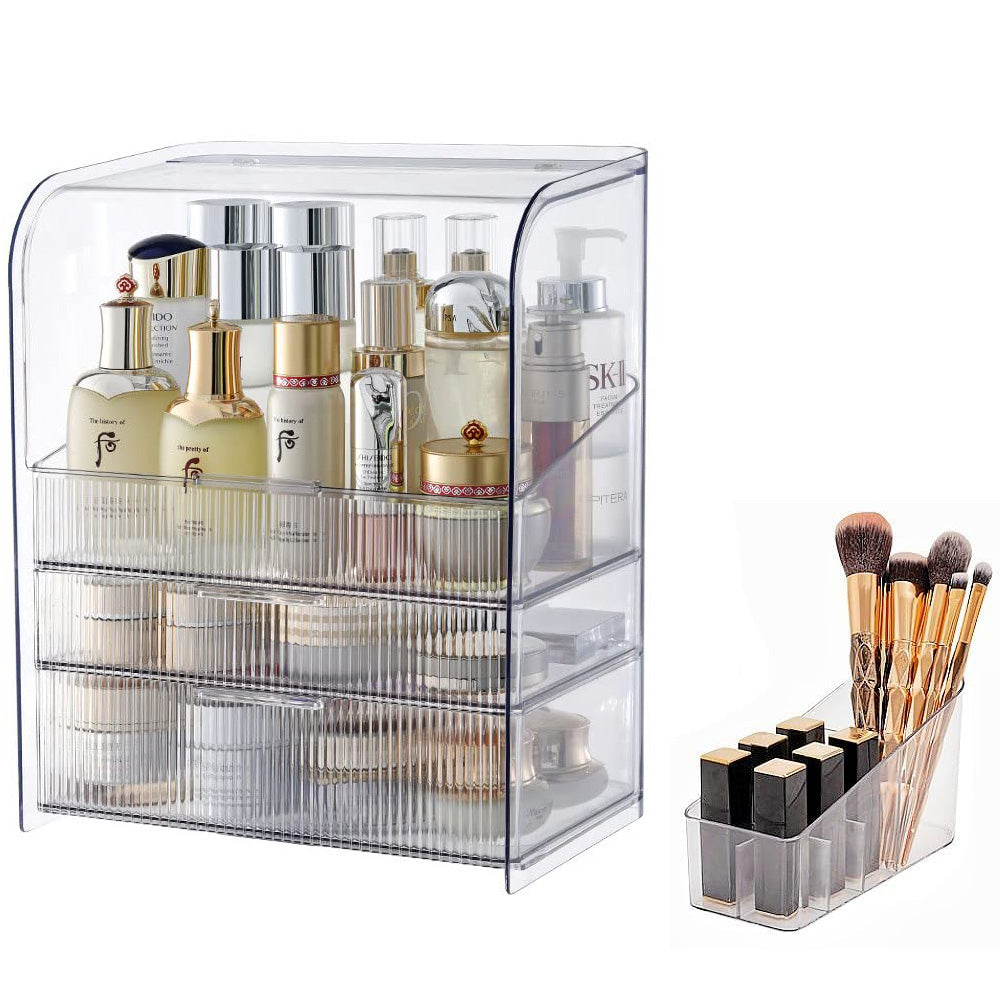 Large Cosmetic Makeup Organizer Countertop Skincare Cosmetics Storage Display Case