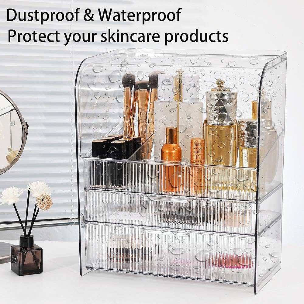 Large Cosmetic Makeup Organizer Countertop Skincare Cosmetics Storage Display Case