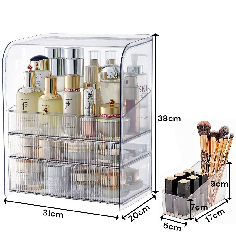 Large Cosmetic Makeup Organizer Countertop Skincare Cosmetics Storage Display Case