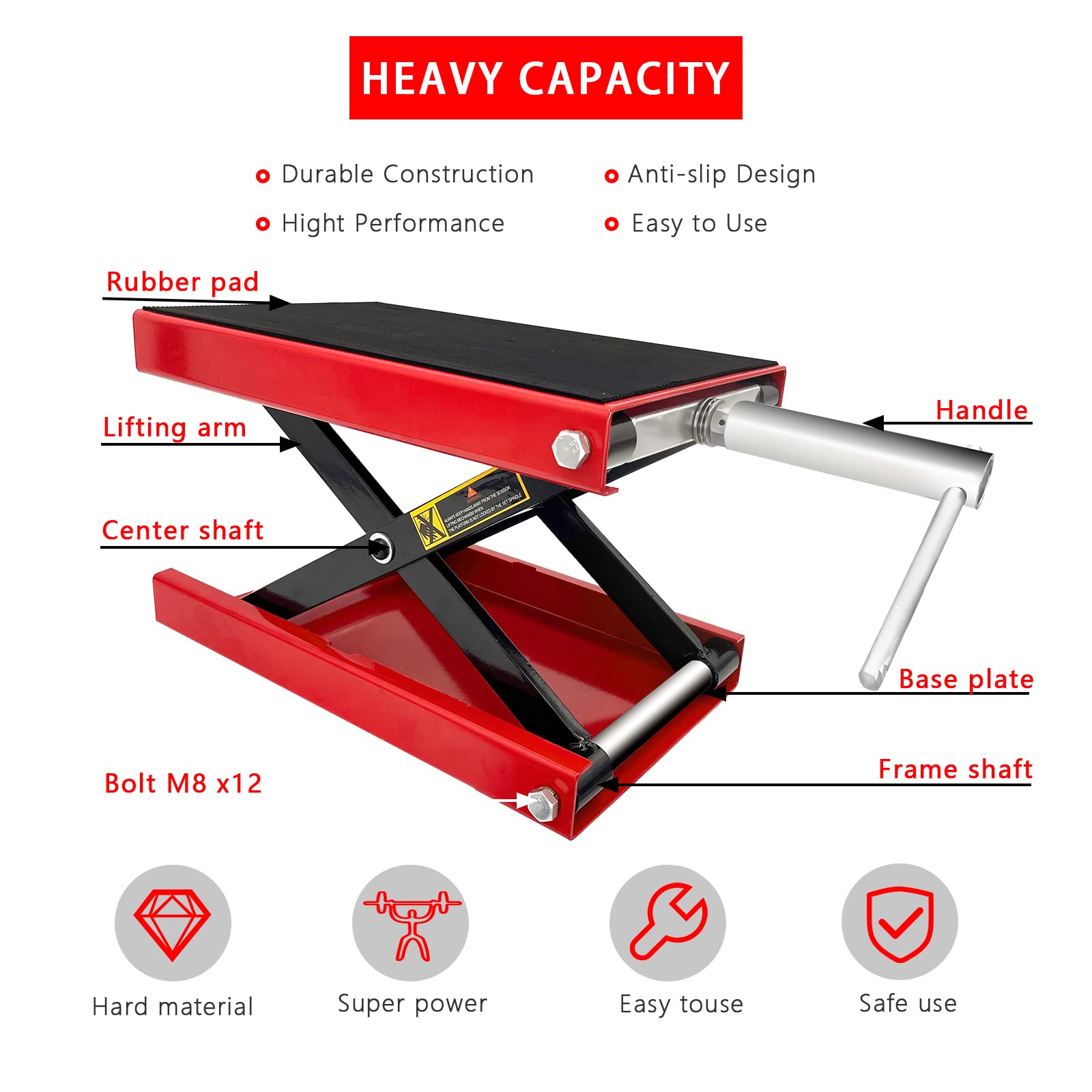 Heavy-Duty Motorcycle ATV Repair Jack Lift 1100lbs