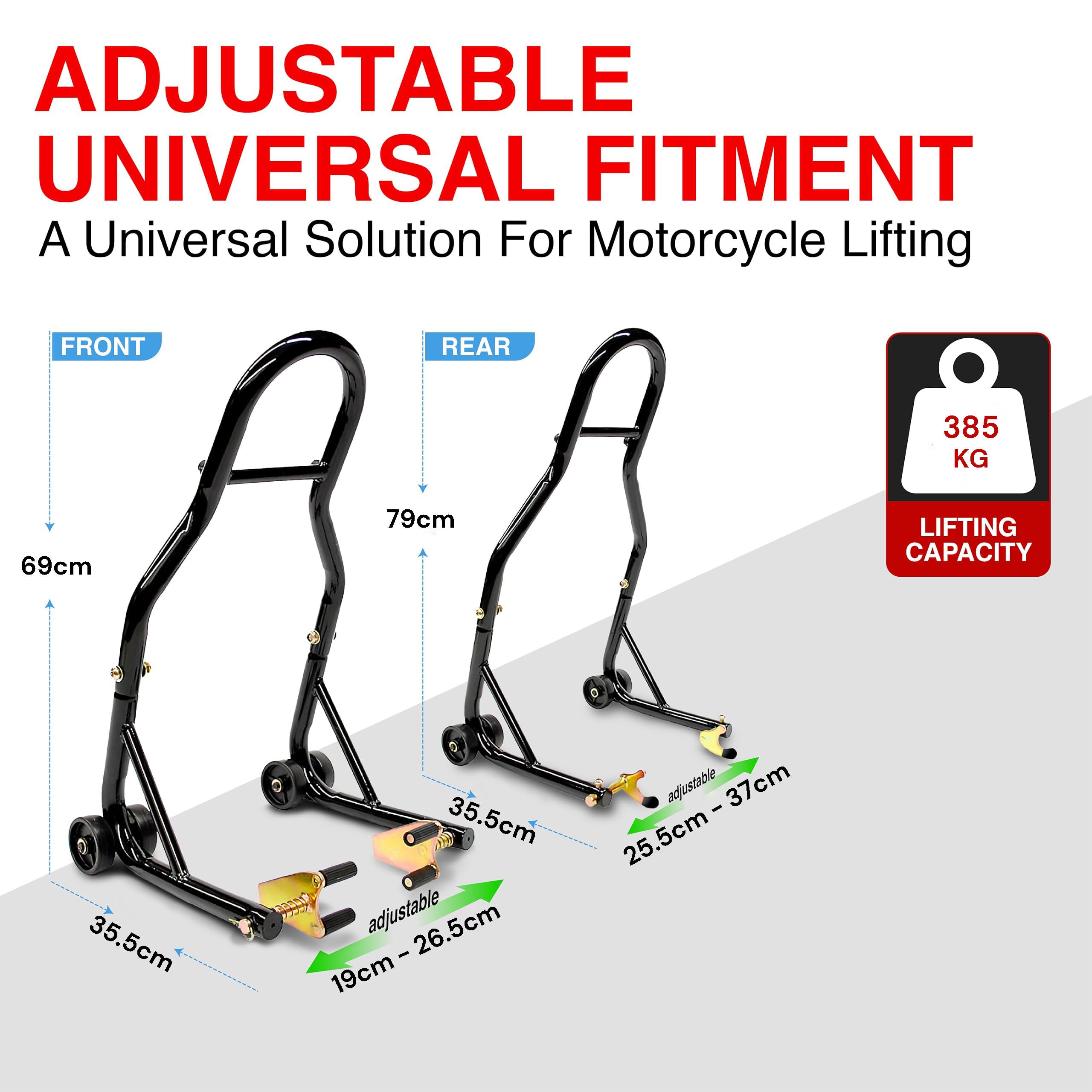 Heavy-Duty Adjustable Motorcycle Paddock Stand Set