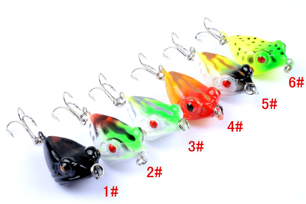 6X 4cm Popper Fishing Lures, Sharp Hooks, 3D Eyes, Durable ABS