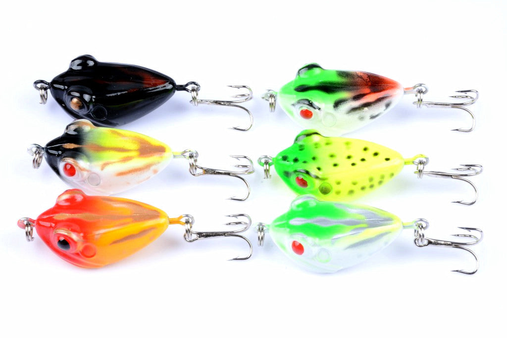 6X 4cm Popper Fishing Lures, Sharp Hooks, 3D Eyes, Durable ABS