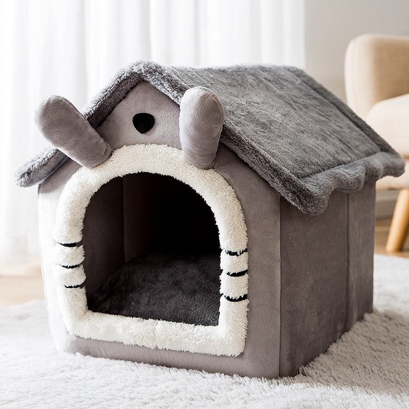 Foldable Small Pet Bed with Removable Cushion, Cat Cave