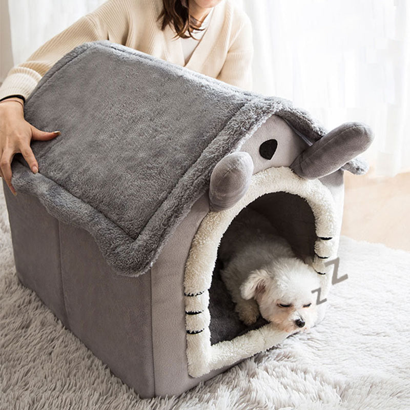 Foldable Small Pet Bed with Removable Cushion, Cat Cave