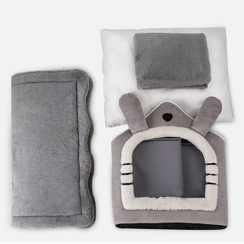 Foldable Small Pet Bed with Removable Cushion, Cat Cave