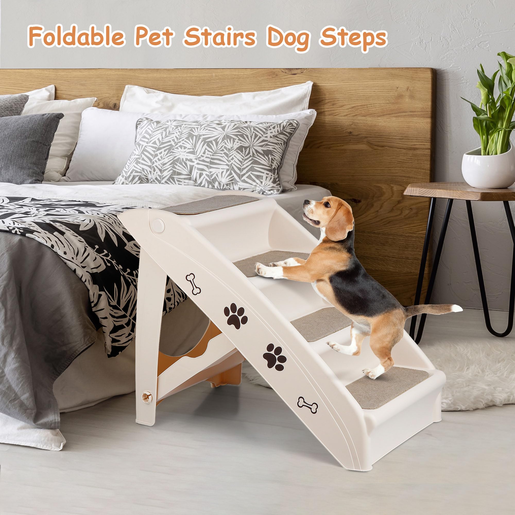 Foldable Non-Slip Pet Stairs for Small Dogs, 4-Step Ramp