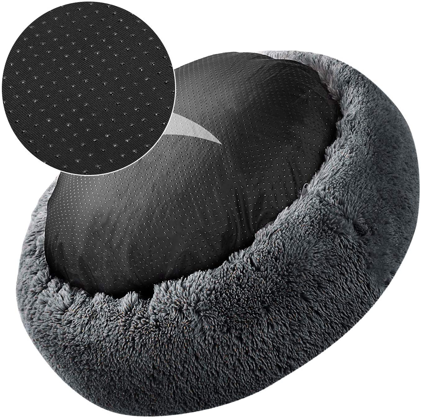 Large Washable Plush Round Dog Cat Bed, Non-Slip, 70cm