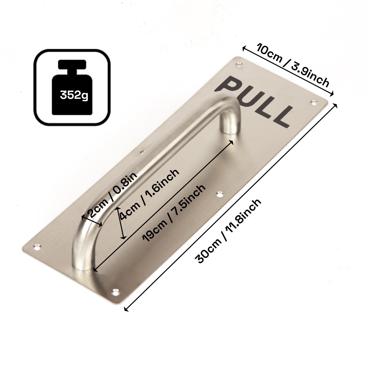 304 Stainless Steel Commercial Door Pull Push Handle Plate Set for Bathrooms, Stairwell Fire Doors etc