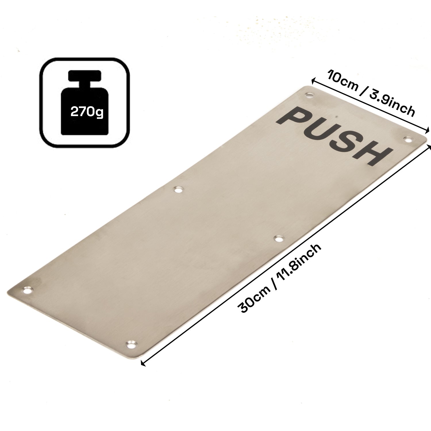 304 Stainless Steel Commercial Door Pull Push Handle Plate Set for Bathrooms, Stairwell Fire Doors etc