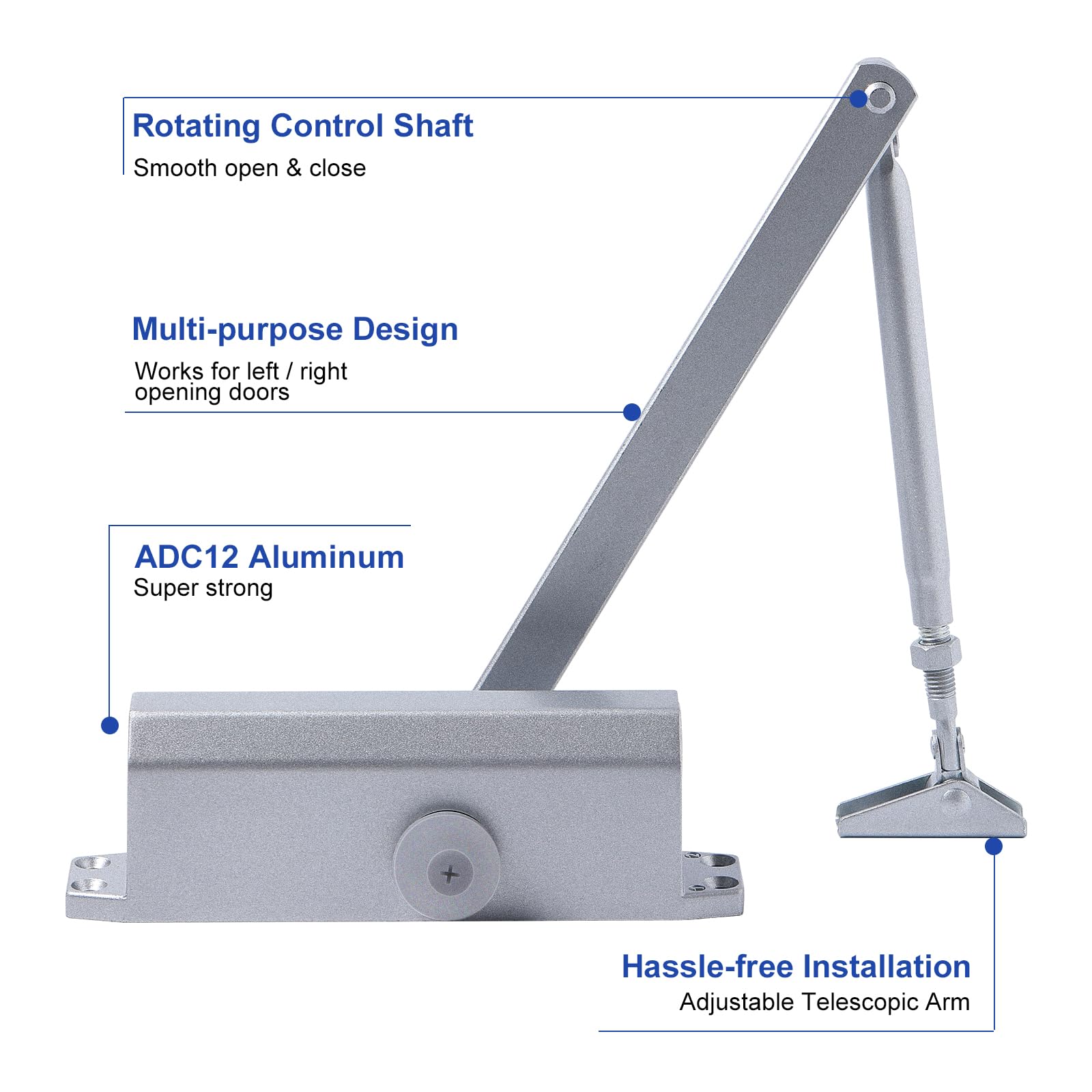 Hydraulic Commercial Door Closers 45-60kg, Adjustable, Silent