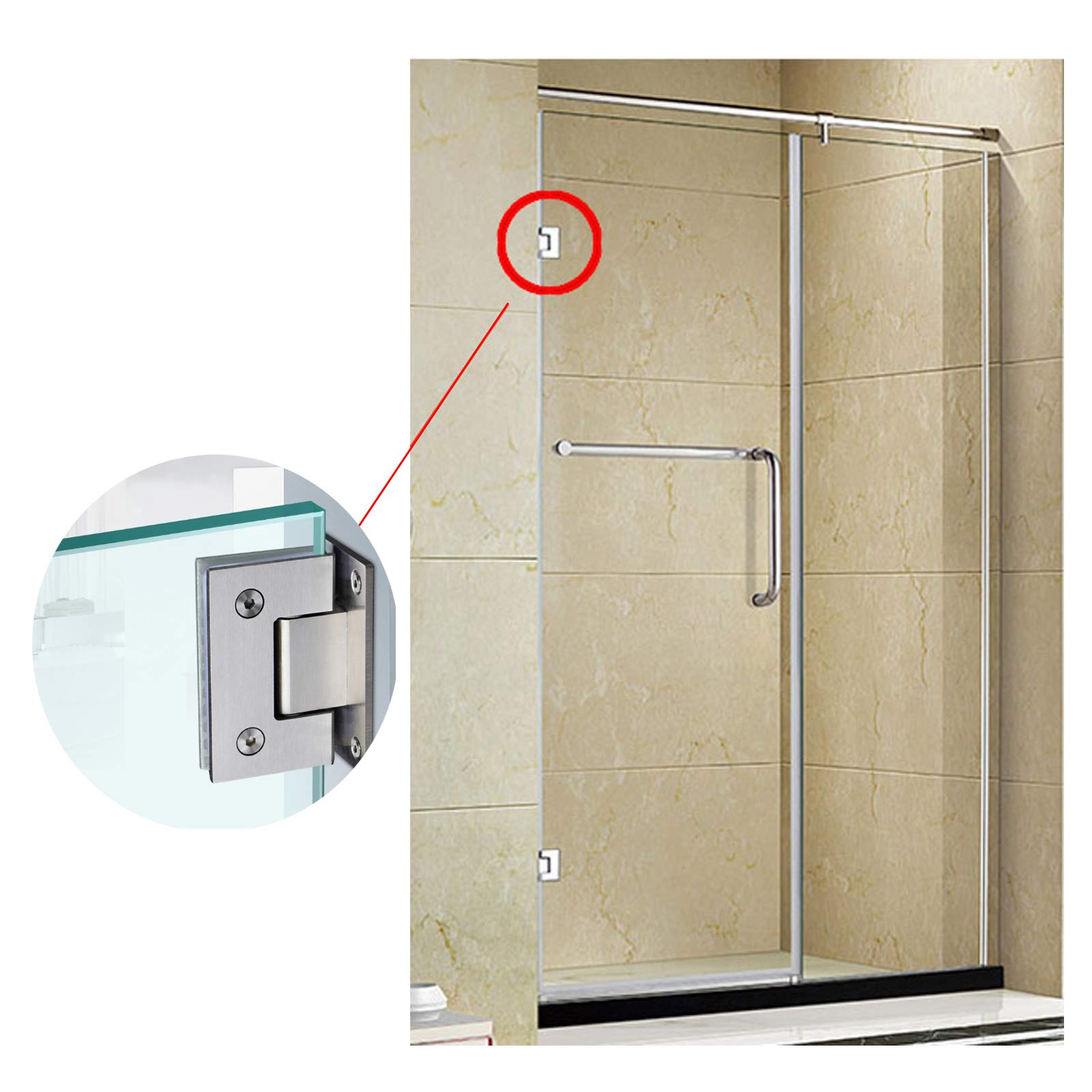 304 Steel Shower Door Hinge, Self-Closing, Rust-Resistant