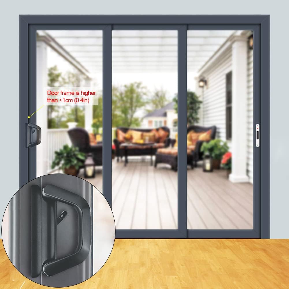 Reversible Black Sliding Patio Door Handle Set with Keyed Lock