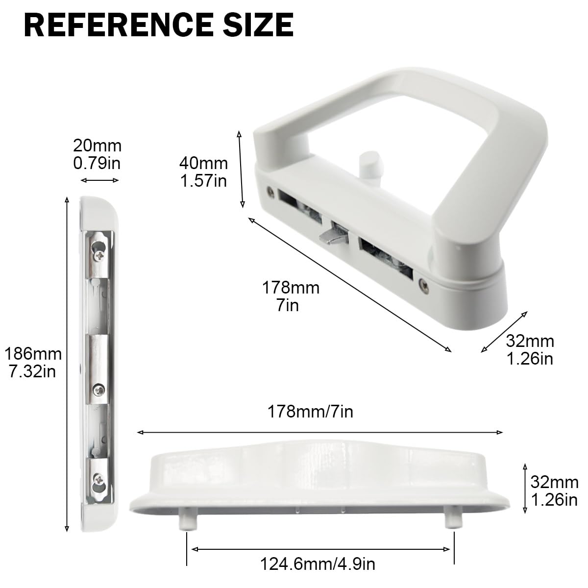 Keyed Zinc Alloy Sliding Patio Door Handle Set, White