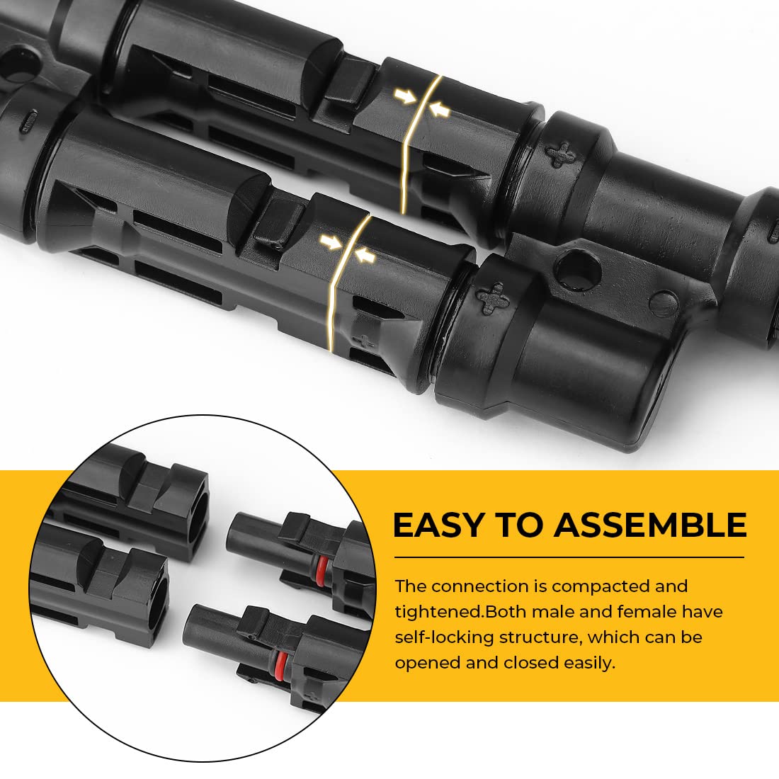 Waterproof Solar Y Branch Connectors, PPO Material, IP67