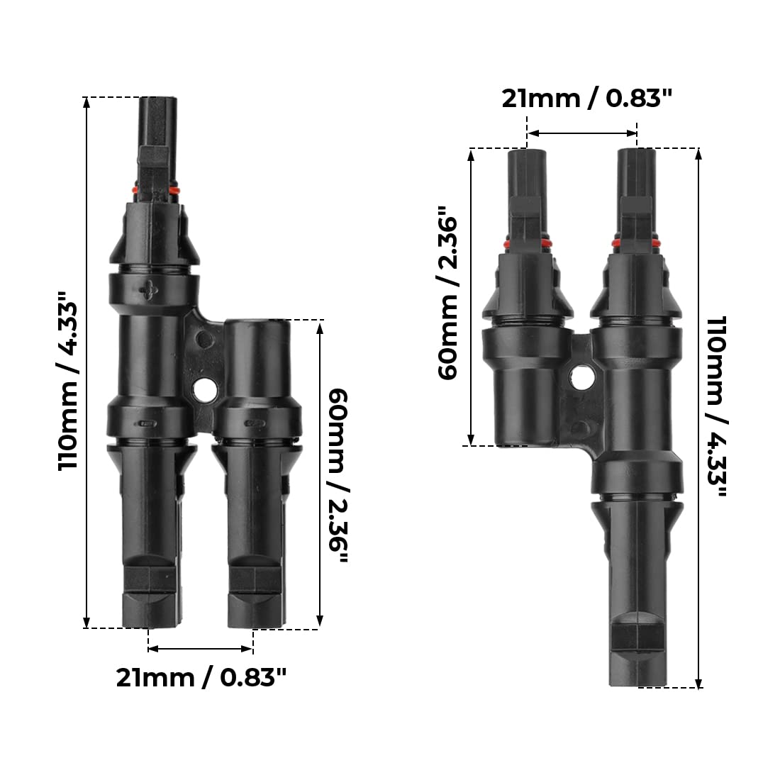 Waterproof Solar Y Branch Connectors, PPO Material, IP67