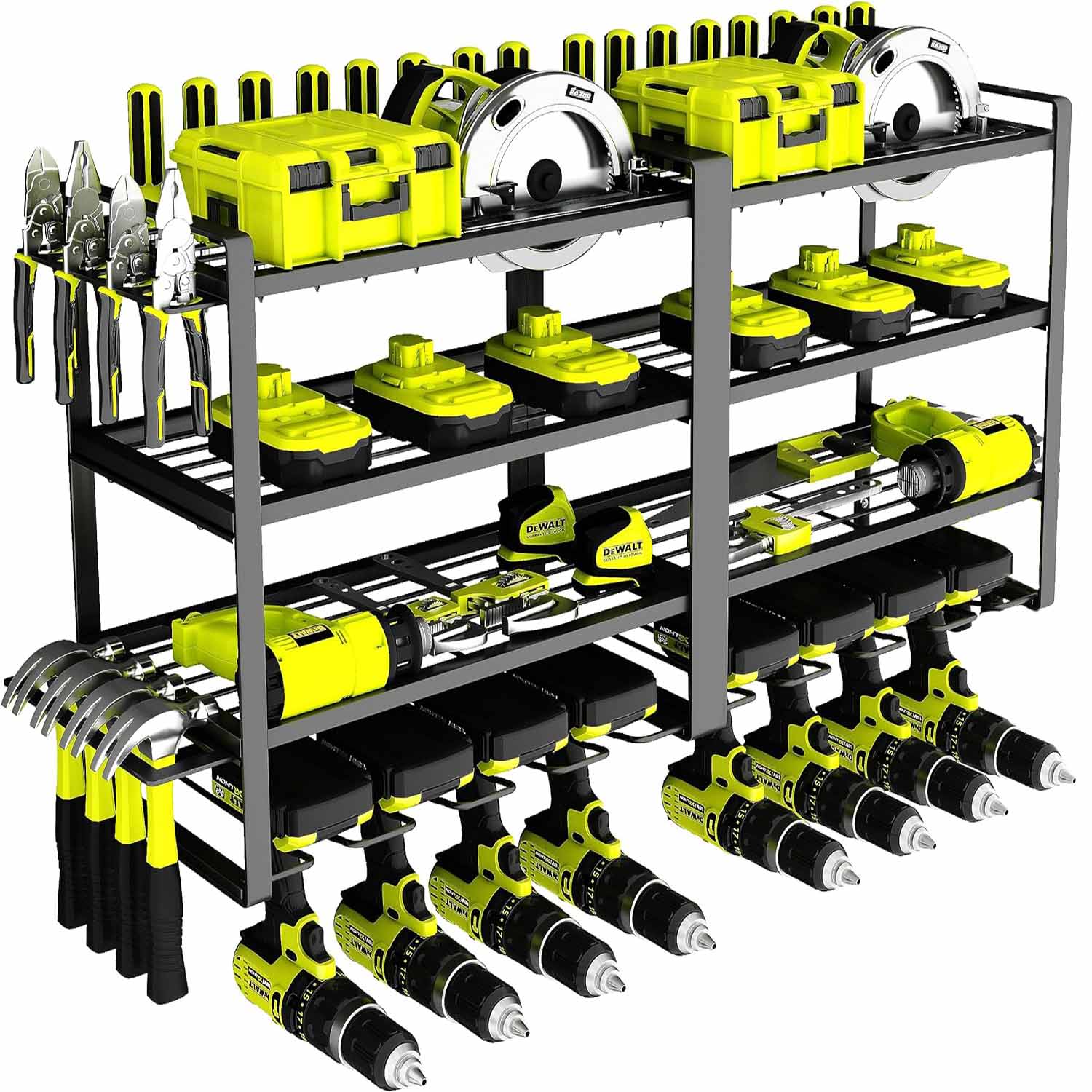 4-Layer Heavy-Duty Garage Tool Organizer Rack, Metal