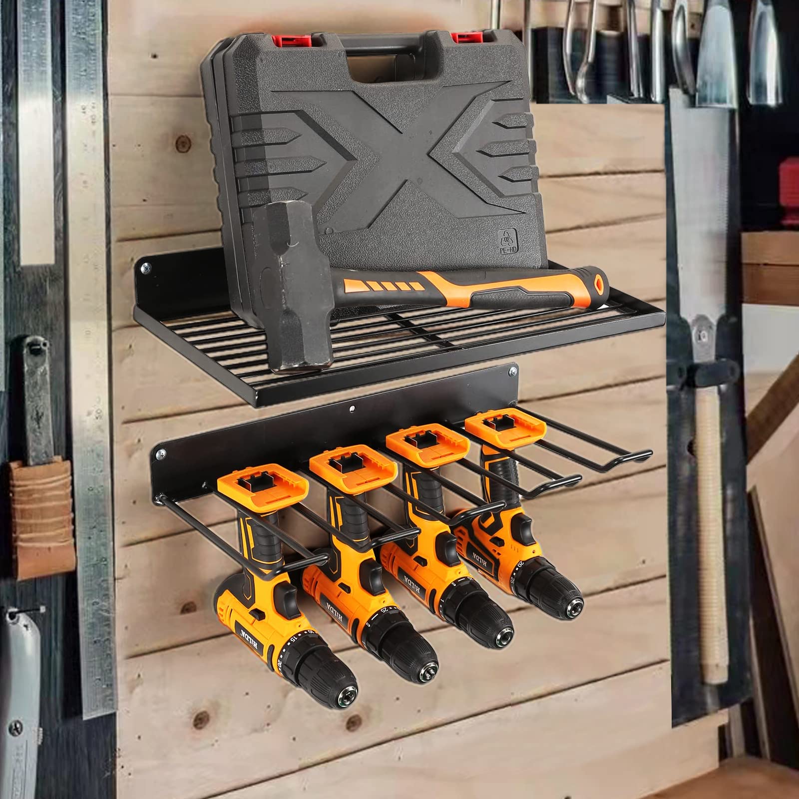 Durable Metal Power Tool Organizer Drill Holder Set