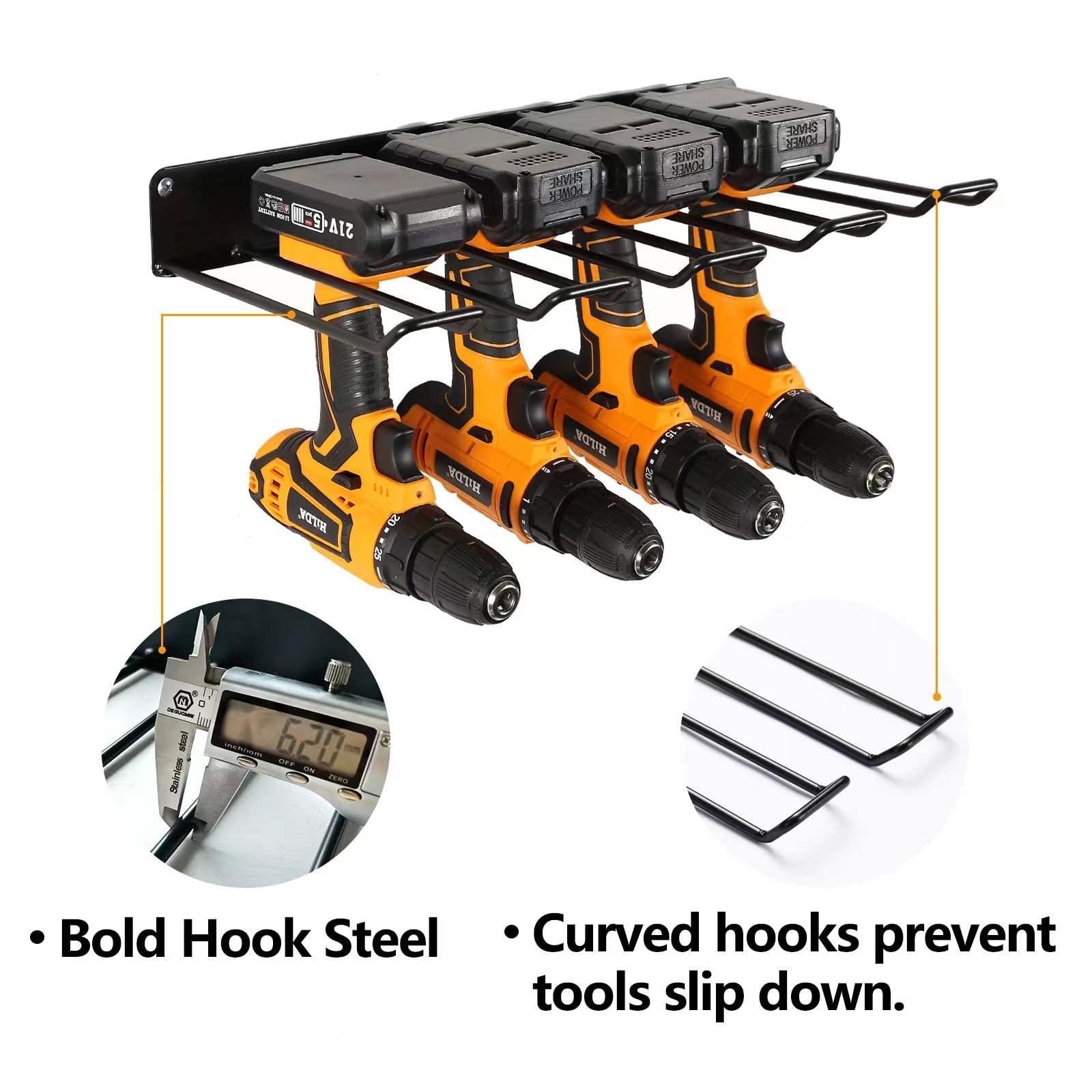 Durable Metal Power Tool Organizer Drill Holder Set