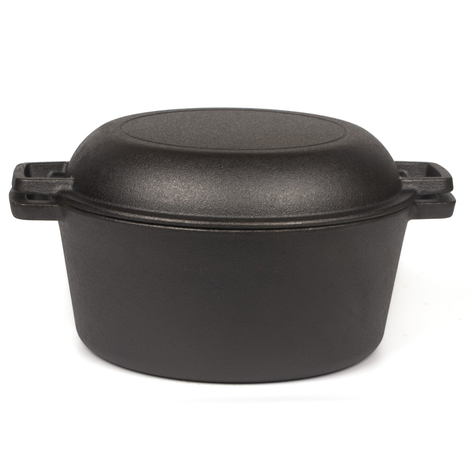 26cm 2-in-1 Cast Iron Dutch Oven & Skillet Set Pre-Seasoned Dual-Use Pot with Lid Fry Pan, Durable & Versatile Cookware