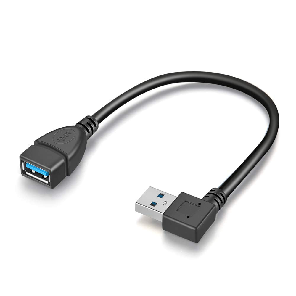 USB 3.0 Right Angle Extension Cable 23cm, 5Gbps, Nickel-Plated