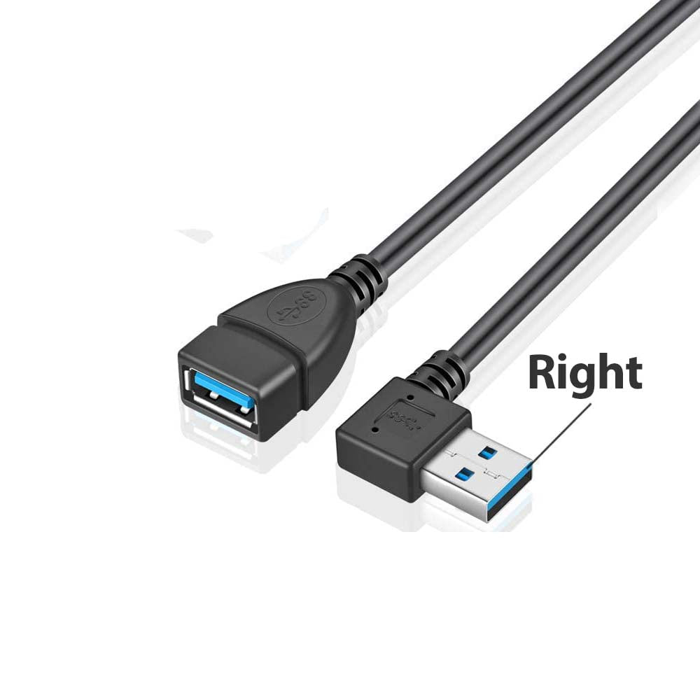 USB 3.0 Right Angle Extension Cable 23cm, 5Gbps, Nickel-Plated