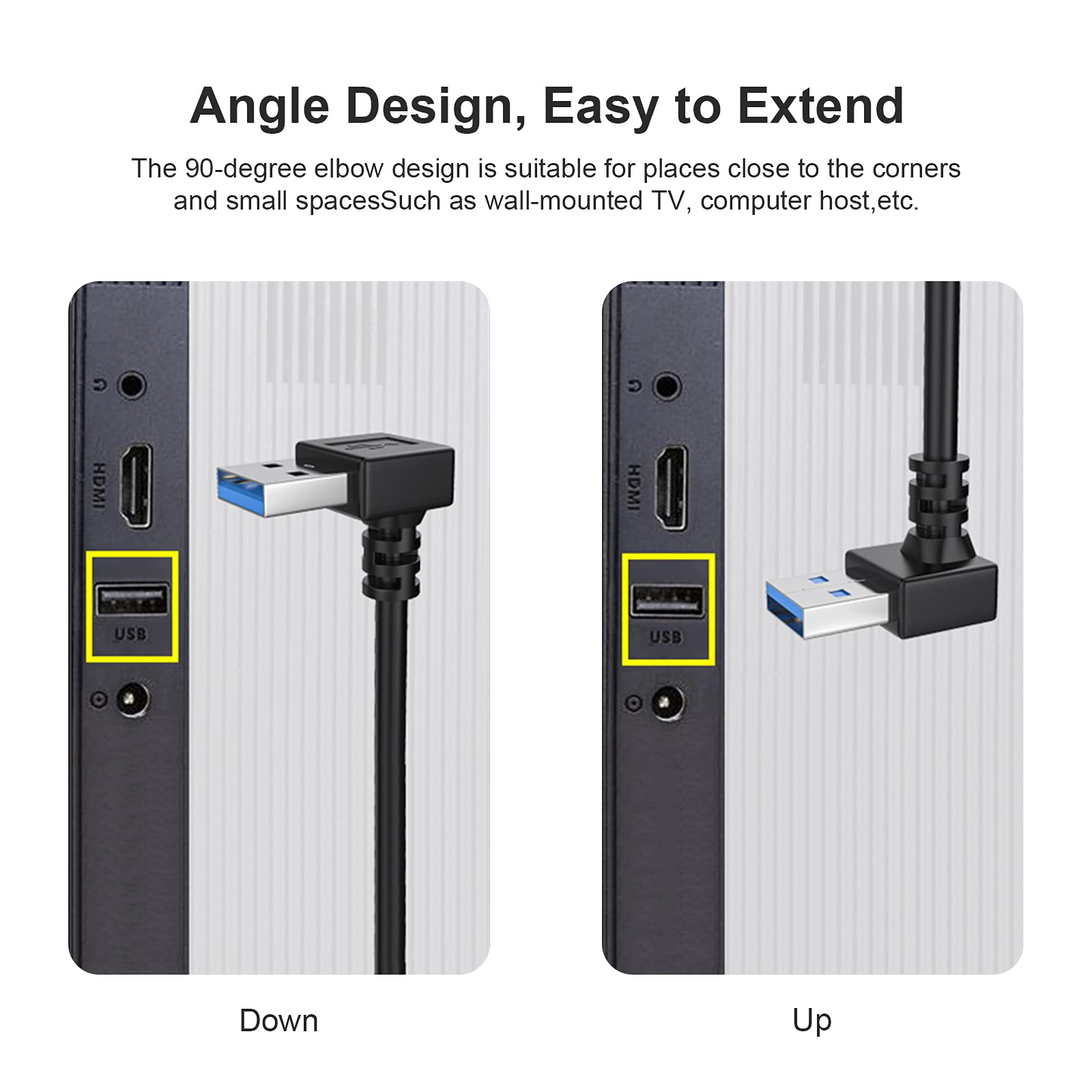 Up & Down Angle USB 3.0 Extension Cables 2PCS 20cm