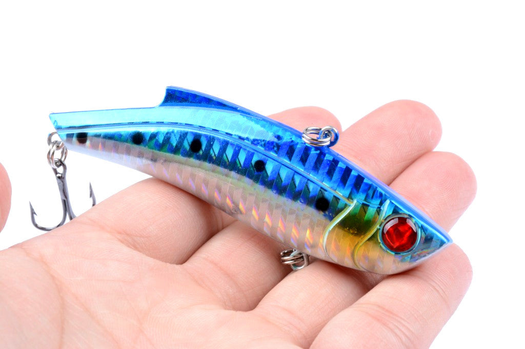 5x 9cm Vib Fishing Lures with 3D Eyes & Sharp Hooks