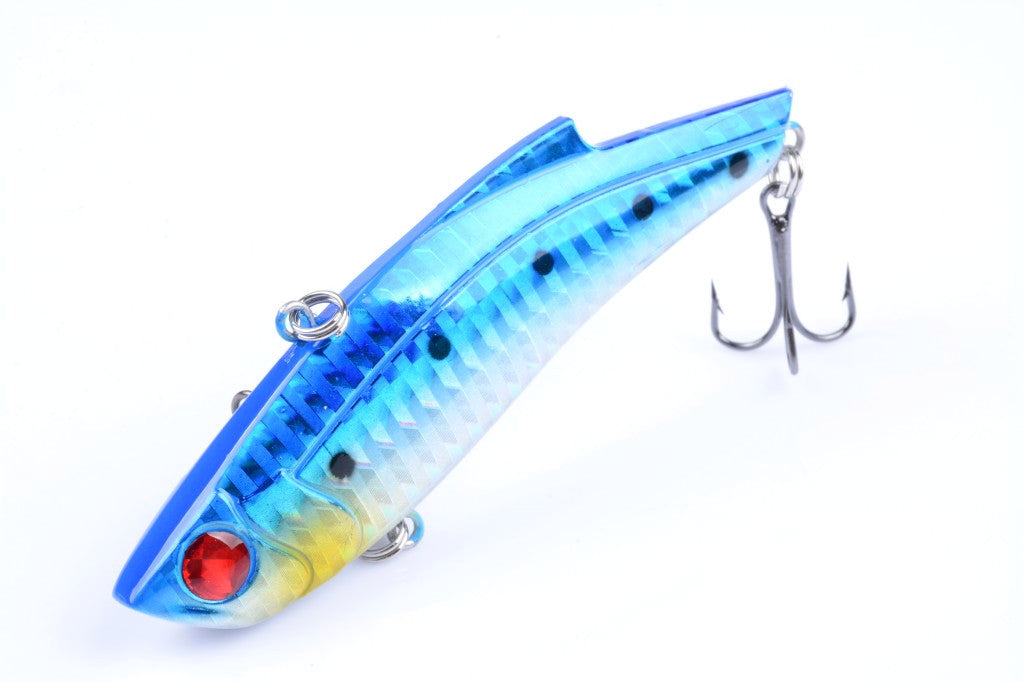 5x 9cm Vib Fishing Lures with 3D Eyes & Sharp Hooks