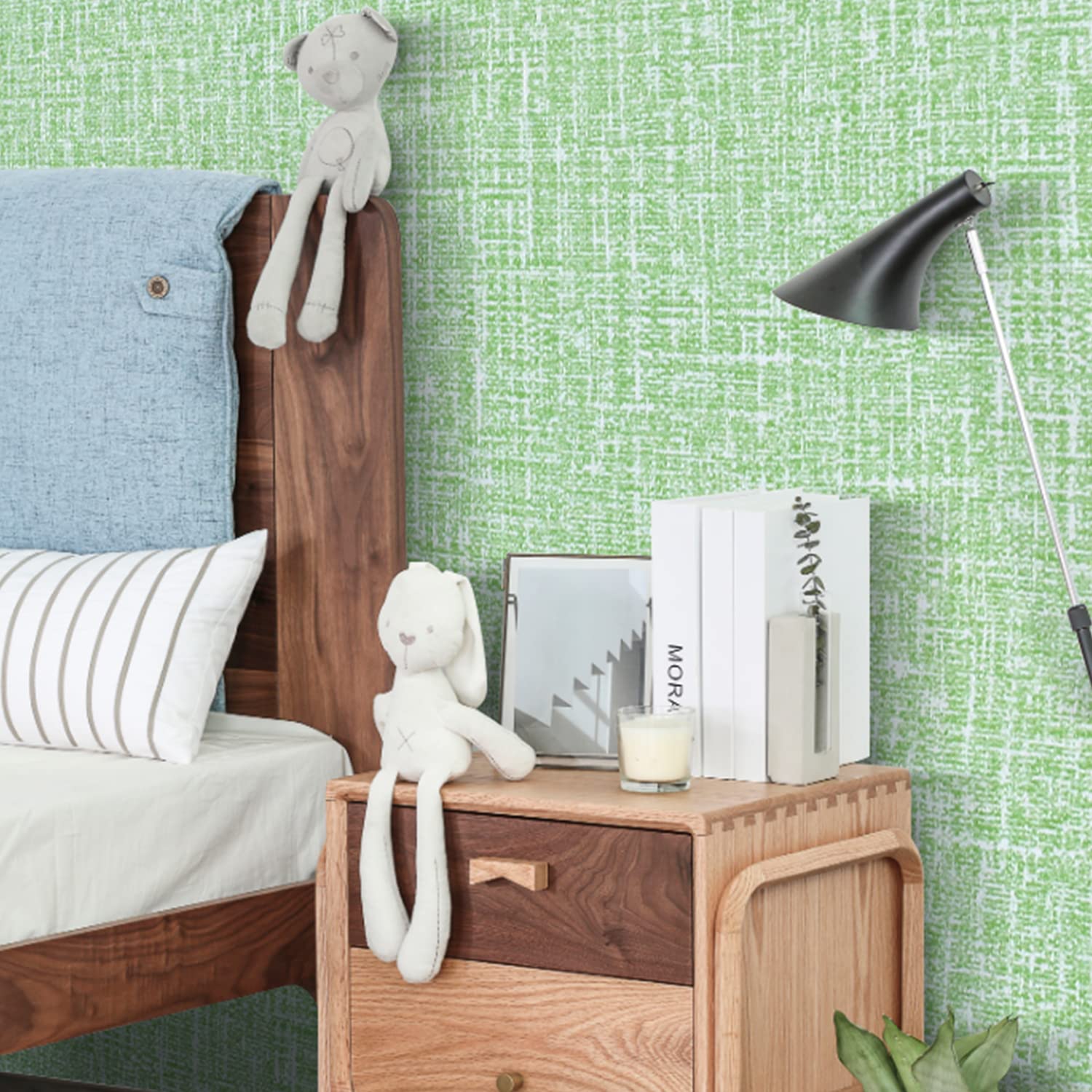 Thick Peel and Stick Green Wallpaper 61cm x 10m, Removable